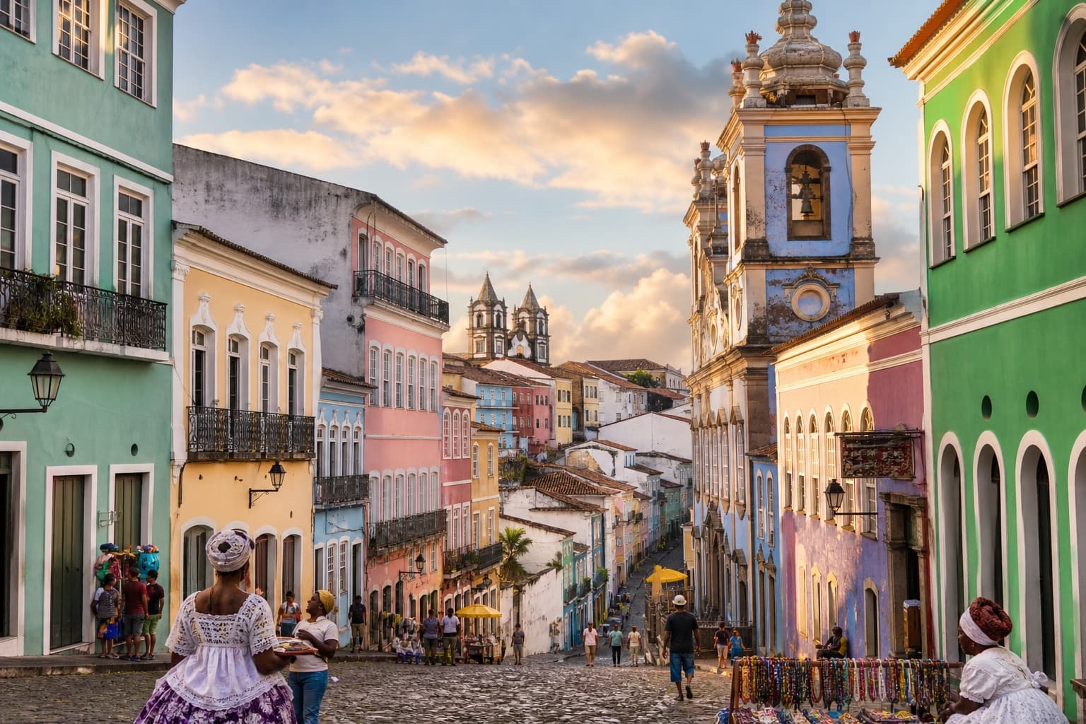 Arquitectura colonial colorida del Pelourinho en Salvador de Bahía